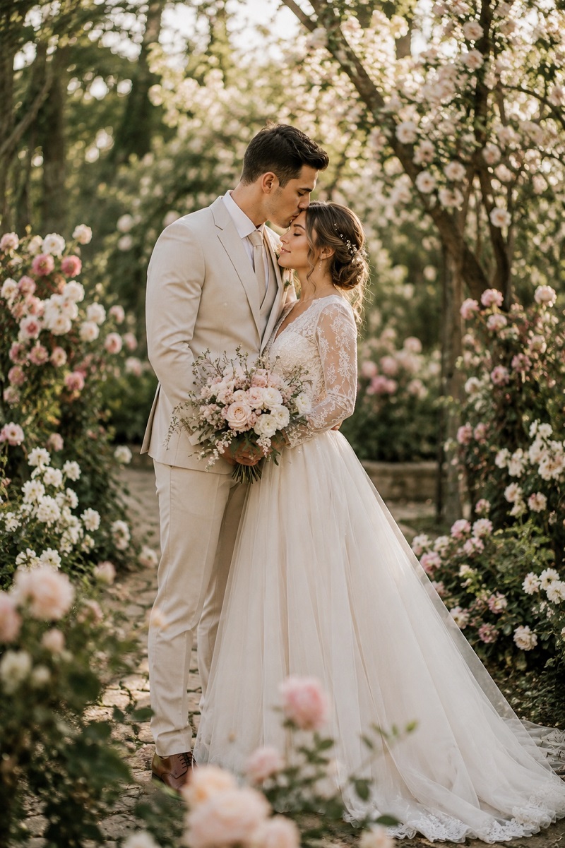 Elegant Garden Forehead Kiss